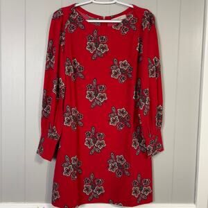 LOFT Red Mini Shift Dress Women’s Size 2 Long Sleeve
